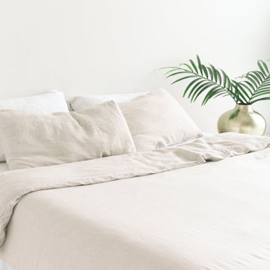 Linen Duvet Cover Set- Natural Chambray