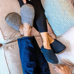 Wool Slipper with Leather Sole - Light Gray