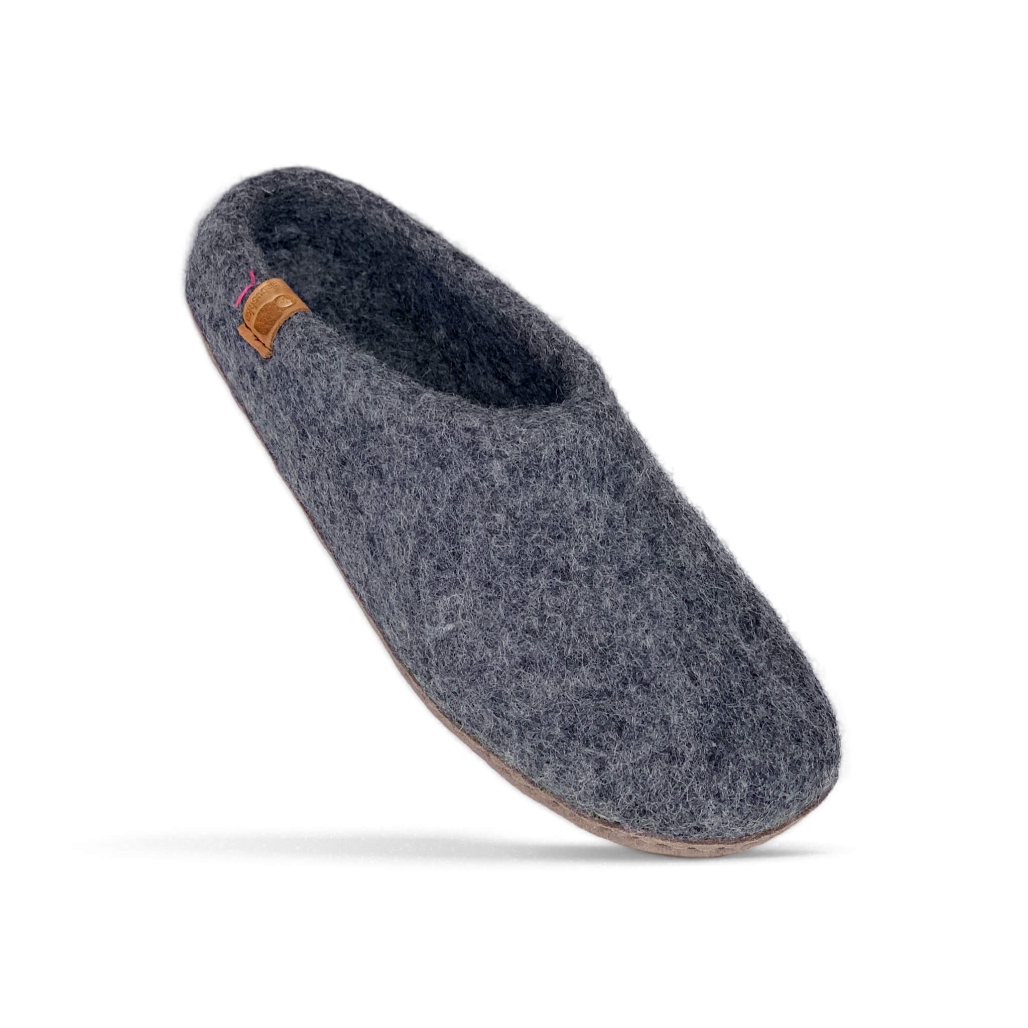 Wool Slipper with Leather Sole Dark Gray