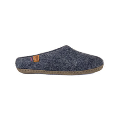 Wool Slipper with Leather Sole - Dark Gray