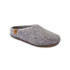 Wool Slipper with Leather Sole - Light Gray