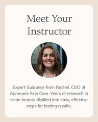 Introduction to an instructor with a photo of a woman and text about Annmarie Skin Care.