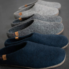 Wool Slipper with Leather Sole - Dark Gray