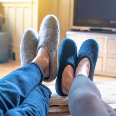 Wool Slipper with Leather Sole - Light Gray