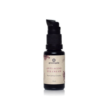 Anti-Aging Eye Cream with plant cell eye complex in a 15 ml pump bottle.